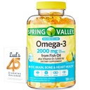 Spring Valley Omega-3 dari Fish Oil 2000 mg untuk Eye Bone & Heart Diet Suffels, 120 Count, Bundle dengan 45 Diabetes Decoded