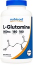 Nutricost L- Glutamine 800mg, 180 Capsules - Gluten Free, Non- GMO