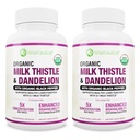 Max Absorpsi USDA Organic Milk Thistle Scan 5: 1 Extract konsentrasi (2000mg Kekuatan) & Organic Dandelion Root 124; Silymarin Antioxidant Flavonoid (60 Count (Paket 2)