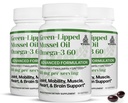 TURNER Selandia Baru Green Lip Omega- 3 Mussel Oil, Potensi 53x Tinggi dengan UAF1000 + Super Antioksidant. Tidak ada Fishy Aftertaste, 3 Botol, 180 Softgels