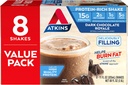 Atkins Gluten Free Protein - Rich Shake, Dark Chocolate Royale, Keto- Friendly, 8 Count (Paket 1)