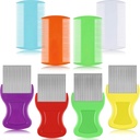 Maitys 8 Pieses Flea Lice Combs Double Sided Lice and Nit Removal Hair Grooming Plastic and Metal Comb for Mans Pets (3.5 x 2 Inch, 3.54 x 1.57 Inch, Orange, Blue, Purple, White)