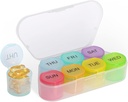 NatureTouch Weekly Pill Organizer, BPA Free Medicine Organizer Rainbow 7 Day Pill Box, Daily Portable Pill Container for Pills / Vitamin / Fish Oil / Suplemen