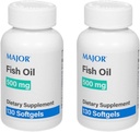 MAJOR Oil Ikan 500mg Softgels - Omega-3 Tambahan Minyak Ikan - Tambahan Diet - 130 Cacah (2 Pack)