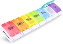 AUVON Weekly Pill Organizer Arthritis Frid, BPA Free Travel 7 Day Pill Box Case with Spring Open Design and Large Comment to Hold Vitamin, Cod Liver Oil, Suplemen and Medication