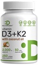 DEAL SUPLEMENT Vitamin D3 2.000 IU + K2 MK7 50mcg Softgels 124; 2-in- 1 Kompleks dengan Virgin Coconut Oil 124; Support Heart, Bone, Teeth & Imune Kesehatan 124; Mudah untuk menelan