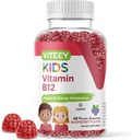 Viteey Vitamin B12 for Kid Gummies, 10000 mcg - Metabolisme, Dukungan Energi Alam - Vegan, Gelatin Free, Gluten Free, GMO Free - Tasty B12 Raspberry Flavored Gummy