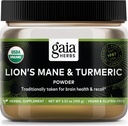 Bubuk Mean dan Turmeric Gaia Herbs Lion - Busur Jamur Herbal untuk Mempertahankan Kesehatan Otak dan Ulang - USDA Sertifikasi Organisasi-3.53 Oz (Suppply Hari sampai 45- Hari)