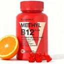 Vegan Vitamin D3 & B12 Gummies, Metil B12 Suplemen untuk Dewasa & Anak-anak, dilengkapi dengan Vitamin D 3 untuk Natural Energy, Imune, Metabolisme & Fokus, Orange, 90 Gummies