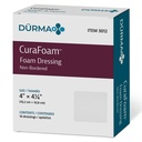 Dynarex 3012 CuraFoam Foam Dressing, Non-Borded, Sterile, Provides Cushioned and Moist Wound Care, 4 "x 4.25", Kemasan 10
