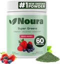 Super Greens Powder, 60 Servis - Imunitas, Digeptical Enzymes & Progories for Energy, Gut Health, Bloating Relief for Women - Greens Superfood Pounder - Mixed Berry