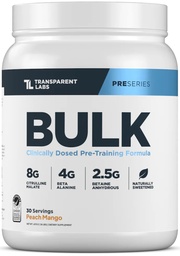 Lab Transparent Blak Pre Workout Powder - Tentu Sweetened Advanced Pre- Workout Formula untuk Gedung Muscle dan Kekuatan - 30 Pelayan, Peach Mango