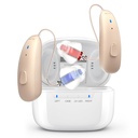 Dapat diisi ulang alat bantu dengar untuk Senior - di belakang The-Ear BTE Hearing Aid dengan Noise Cancelling for PAST Hearing Loss, Invisible OTC Hearing Amplifier dengan Charging Case for Adults