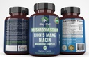 Katup Suplemen Singa Mane Mushroom dengan Niacin 124; Mushroom Cussules, dengan Jamur Tail Turki, Chaga Mushroom dan Ekstrak Jamur Reishi, Kapsul Suplemen Jamur