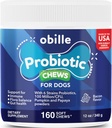 Progres for Dogs 160 Chews 12 oz - Support Gut & Dialoustable Health, Imuniune System, Upset Stomach & Gas, Metabolism, Diare & Loose Stool, Itchy Skin and Ears & Allergies