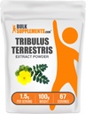 Suplemen Suplemen Bulkments.com Tribulus Terrestris Extract - Tribulus Terrestris Suplemen, Herbal Suplemen - Gluten Bebas, 1.5g per Serving, 100g (3.5 oz) (Paket 1)