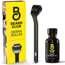 Klub Beard Derma Roller & Beard Growth Oil - Micronedling Roller dengan 540 Titanium Microneedles untuk Wajah, Tubuh & Scalp - Beard Roller dengan Sandalwood & Cedar Beard Oil