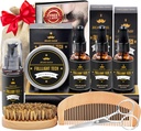 Beard Kit for Men Grooming & Care W / 3 Pack Beard Oil, Wash, Balm, Comb, Brush, Gunting, Anniversary Descentures Fathers Gives for Suami-Nya Boyfriend Dad Men Christmas Stocking Stuffers