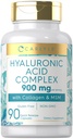 Carlyle Hyaluronic Acid Complex 900 mg 124; dengan Collagen dan MSM 124; 90 Capsules 126; Non- GMO, Gluten Free Suplemen