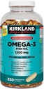 Kirkland Signature Super Konsentrasikan Omega-3 Minyak Ikan 1200mg, EPA 500 / DHA 250mg, 330 Clear enteric softgels