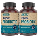 Probiotik DEVA Vegan dengan FOS Pregitious Suplemen - 2 Milyar CFU dengan 100 MG Pregren Per Serving for Men & Women - Non-Dairy Gluten Free - Alami Shelf Stable - 90 Capsules (Paket 2)