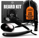 Royal Clips Beard Kit 124; 4 Piece Beard Grooming Kit 124; Beard Brush, Comb, Gunser and Straight Razor - Ideal Gift for Men, Suami, Boyfriends, Family & Friends