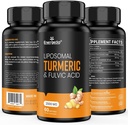 2000 mg Lipomal Turmeric Curcumin dengan Black Pepper & Ginger untuk Absorpsi Superior dengan Fulvic Acid dan Acid Humic (60 Cacah (Paket 1))