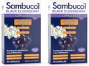 Sambucol Black Elderberry Capsules - Advanced Ammune, Vitamin C dan Zinc, Elderberry Capsules, Dukungan Imune, Suplemen Elderberry Hitam, Gluten Bebas, Mudah untuk Swallow Capsules - 30 Count, 2-Pack