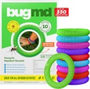 BugMD 10 Pack Mosquito Bracelet, DEET-Free Bands for Dewas & Kid, Natural & Waterproof Citronella Wristband for Camping, Hiking, Beach, Travel & Outdoor Esentials
