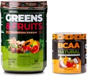 Nutrologi Hijau & Buah Bubuk Alami Sourced Superfood, Chocolate (30 Hamba) BCAA Natural, Plant Based BCAA Powder, Orange Coconut Flavor (30 Pelayan)