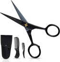 Gunting Kumis Ontaki untuk Pria - 5- Inch, Hitam - German High- Carbon Steel Bevel- Edge untuk Precision - Gunting Beard - Termasuk Permen Kit dengan Kumis & Beard