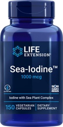 Ekstensi Hidup Sea- Iodin Kapsul, 1000 mcg, 150 Veg Caps, Suplemen Idetin Alam dari Kelp dan Bladderwack