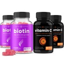 NutraChamps Biotin Gummies (2 Pack) dan Vitamin C Capsules (2 Kemas) 4 Kemas Bundle