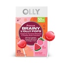 OLLY Focus Buddies L 'OLLY Pops, Cognizin, Vitamin B6 dan B12, Omega-3 ALA, Mendukung Perhatian Fokus dan Fungsi Otak Sehat, * Anak-anak 4 + Tambahan Diet, Strawberry Watermelon, 25 Count
