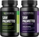 HAVASU NutTRITION NIGHT Saw Palmetto with Melonatin (60 Servings) & Daytime Saw Palmetto Capsules (100 Pelayan)