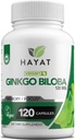 HAYAT Vitamin Vegan Biloba - Ekstra Kekuatan 500 MG per Serving, Mendukung Fungsi Otak & Memori, Disertifikasi Halal, 120 Capsules, Dibuat di Amerika Serikat