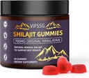 Gumi Shilajit, Gumi Bebas Sugar-, 500 Mg Shilajit Pure Himalaya, Tambahan Shilajit, Shilajit Resin, Alam Tingkat Emas Shilajit dengan 4 in- 1 Kompleks untuk Dukungan Energi, 60 Gummies