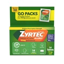 Zyrtec 24 Hour Relief Tablet, Antihistamin Indoor & Outdoor AntiAllergy Medicine + Cetirizine HCI, Relief from Runny Nose, Sneezing, & Itchy Eyes, Single Packs, 14 x 1 ct Packets