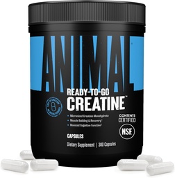 Animal Micronized Creatine Monohydrate Capsules - 300 Caps, 2500mg per Serving untuk mendukung Perkembangan Otot, Endurance, ATP Produksi, Kognitive Fungsi, Kekuatan, Pemulihan, dan Delay Muscle Facigue