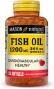 MASON NATURAL Fish Oil 1.200 mg Omega-3 360 mg - Hati Sehat, Menyediakan Fungsi Sirkulasi, Peningkatan Kesehatan Kardiovaskular, 120 Softgels