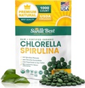Sunlit Best Chlorella Spirulina Tablet - Organik USDA, Premium Spirulina dan Chlorella Tablet 1000 Count - Sun Chlorella Pure Natural Superfood dengan Algae, Enzymes Chlorofil & Vegan Protin