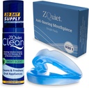 ZQuite Anti- Snoring Mouthpiece Solution - Comfort Size # 1 (Perangkat Tunggal) + Cleaner (1.5oz Bottle) - Dibuat di Solusi Snoring USA untuk Malam Lebih Baik Tidur (Biru)
