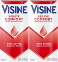 Visine Red Eye Comfort Redness Eye Drops to Help Relieve Red Eyes Because to Minor Eye Irrytations Fast, Tetrahydrozoline HCI, 0.5 FM (Pack of 2)