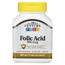 Abad ke-21 800 mcg Folic Acid Tablet, Diurutkan, 180 Cacah