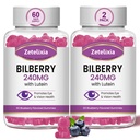 2 Pack Lutein Gummmies Eye Suplemen Kesehatan Mata untuk Dewasa, Lutein & Dalxanthin Suplemen Mata Vitamin Gummies, Bilberry dengan Lutein untuk Pemrograman Mata & Vision - 120 Gummies
