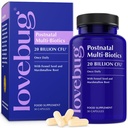 Lovebug Postnatal Progories - 20 Milk CFU Multi Strain untuk Breastfeed -with Fenugreek, Milk Thistle & Fennel, Support Breast Milk & Gut Health, Postpartum Essentials, 30 Capsules