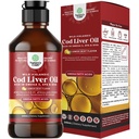 Islandia Wild Caught Cod Liver Oil Liquid - Fish Oil Drops with Omega 3, EPA, DHA, Vitamin D & A - Cair Cod Liver Suplemen untuk Heart, Gabungan, Otak & Imune Dukungan - 240 ml (8 Ounce)