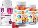 Vitamin D Gummies untuk Anak-anak & Dewasa 2000 IU dan Magnesium Gummies - Vitamin D3 Suplemen 100juta - Vegetarian Gantatin Bebas Dukungan dengan Sugar-Free Magnesium Cuck Chews untuk Anak & Dewasa