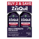 ZzzQuil Cair, Max Kekuatan Pain Reliever, Cair Bantuan Tidur Malam, Acetaminofhen 10000mg, Diphenhydramine 50mg HCI, Non-Habit Forming, Midnight Berry Flavored, 2 Pack, 24 FL OZ