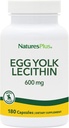 NaturresPlus Egg Yolk Lecipin - 600 mg, 180 Capsules - Bebas Soy, Gluten Bebas - 90 pelayan